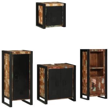 Badezimmermöbel Set 4 pcs Mehrfarbig Massives recyceltes Holz