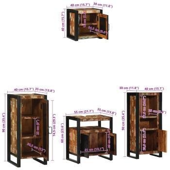 Badezimmermöbel Set 4 pcs Mehrfarbig Massives recyceltes Holz