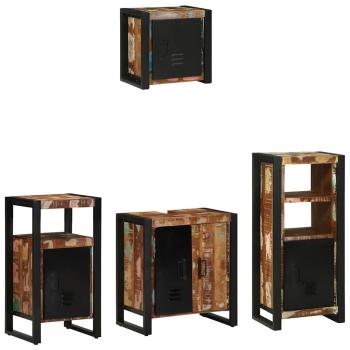 Badezimmermöbel Set 4 pcs Mehrfarbig Massives recyceltes Holz