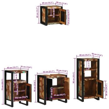 Badezimmermöbel Set 4 pcs Mehrfarbig Massives recyceltes Holz