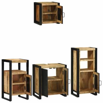 Badezimmermöbel Set mit Regal 4 pcs Braun Massives Mango-Holz