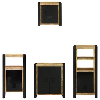 Badezimmermöbel Set mit Regal 4 pcs Braun Massives Mango-Holz