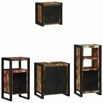 Badezimmermöbel Set 4 pcs Mehrfarbig Massives recyceltes Holz