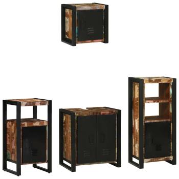 Badezimmermöbel Set 4 pcs Mehrfarbig Massives recyceltes Holz