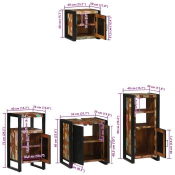 Badezimmermöbel Set 4 pcs Mehrfarbig Massives recyceltes Holz