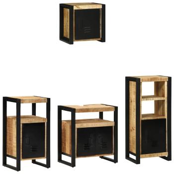 ARDEBO.de - Badezimmermöbel Set mit Regal 4 pcs Braun Massives Mango-Holz
