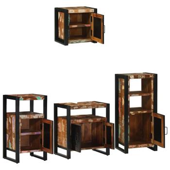 Badezimmermöbel Set 4 pcs Mehrfarbig Massives recyceltes Holz