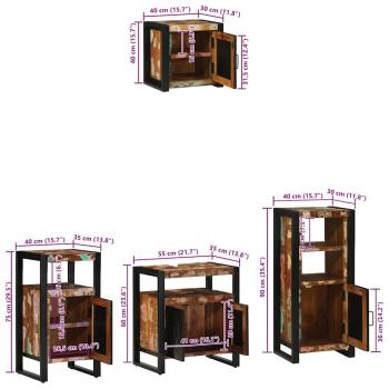 Badezimmermöbel Set 4 pcs Mehrfarbig Massives recyceltes Holz