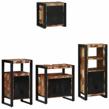 Badezimmermöbel Set 4 pcs Mehrfarbig Massives recyceltes Holz