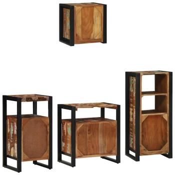 Badezimmermöbel Set 4 pcs Mehrfarbig Massives recyceltes Holz