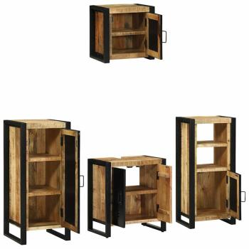 Badezimmermöbel Set mit Regal 4 pcs Braun Massives Mango-Holz