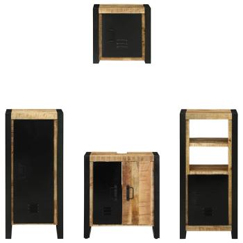 Badezimmermöbel Set mit Regal 4 pcs Braun Massives Mango-Holz