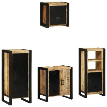 Badezimmermöbel Set mit Regal 4 pcs Braun Massives Mango-Holz