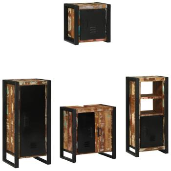 Badezimmermöbel Set 4 pcs Mehrfarbig Massives recyceltes Holz