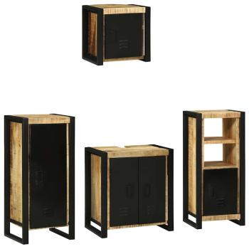 ARDEBO.de - Badezimmermöbel Set mit Regal 4 pcs Braun Massives Mango-Holz