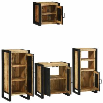 Badezimmermöbel Set mit Regal 4 pcs Braun Massives Mango-Holz