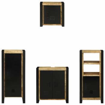 Badezimmermöbel Set mit Regal 4 pcs Braun Massives Mango-Holz
