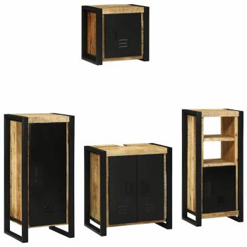 Badezimmermöbel Set mit Regal 4 pcs Braun Massives Mango-Holz