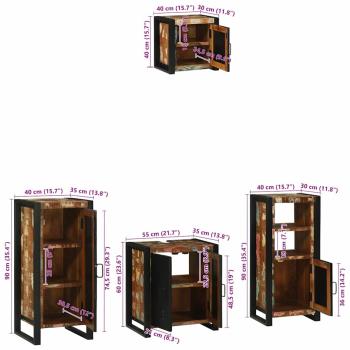 Badezimmermöbel Set 4 pcs Mehrfarbig Massives recyceltes Holz