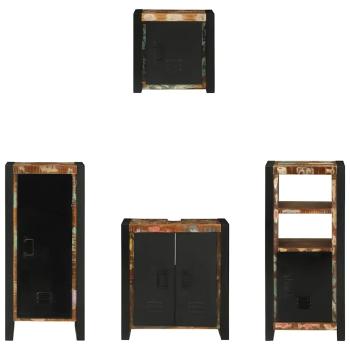 Badezimmermöbel Set 4 pcs Mehrfarbig Massives recyceltes Holz