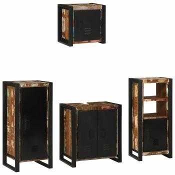 Badezimmermöbel Set 4 pcs Mehrfarbig Massives recyceltes Holz