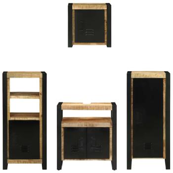Badezimmermöbel Set mit Regal 4 pcs Braun Massives Mango-Holz
