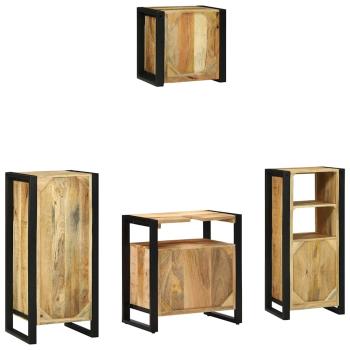 Badezimmermöbel Set mit Regal 4 pcs Braun Massives Mango-Holz