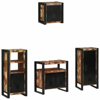 Badezimmermöbel Set 4 pcs Mehrfarbig Massives recyceltes Holz