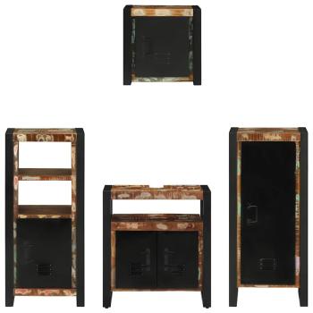 Badezimmermöbel Set 4 pcs Mehrfarbig Massives recyceltes Holz