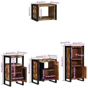 Badezimmermöbel Set 4 pcs Mehrfarbig Massives recyceltes Holz