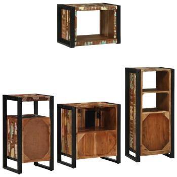 Badezimmermöbel Set 4 pcs Mehrfarbig Massives recyceltes Holz