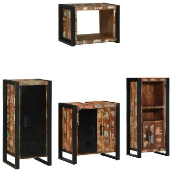 ARDEBO.de - Badezimmermöbel Set 4 pcs Mehrfarbig Massives recyceltes Holz