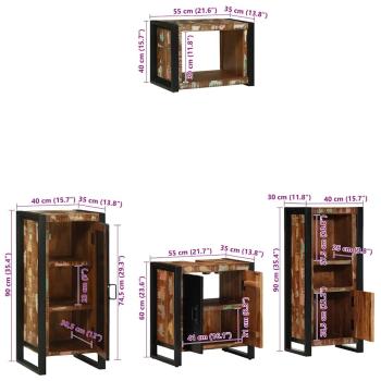Badezimmermöbel Set 4 pcs Mehrfarbig Massives recyceltes Holz