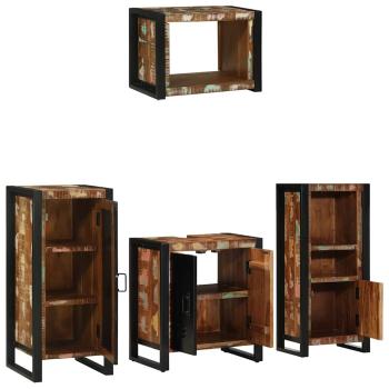 Badezimmermöbel Set 4 pcs Mehrfarbig Massives recyceltes Holz