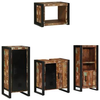 Badezimmermöbel Set 4 pcs Mehrfarbig Massives recyceltes Holz