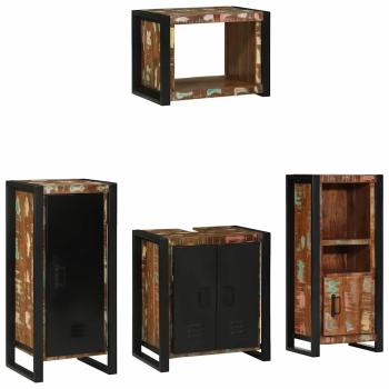 Badezimmermöbel Set 4 pcs Mehrfarbig Massives recyceltes Holz