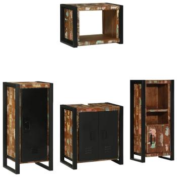 Badezimmermöbel Set 4 pcs Mehrfarbig Massives recyceltes Holz