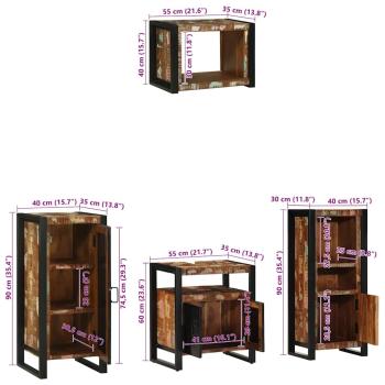 Badezimmermöbel Set 4 pcs Mehrfarbig Massives recyceltes Holz
