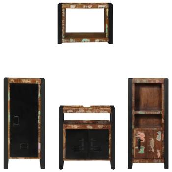 Badezimmermöbel Set 4 pcs Mehrfarbig Massives recyceltes Holz