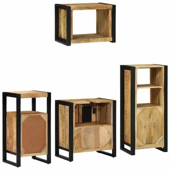 Badezimmermöbel Set mit Regal 4 pcs Braun Massives Mango-Holz