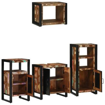 Badezimmermöbel Set 4 pcs Mehrfarbig Massives recyceltes Holz