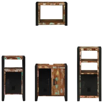 Badezimmermöbel Set 4 pcs Mehrfarbig Massives recyceltes Holz