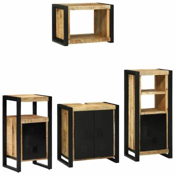 ARDEBO.de - Badezimmermöbel Set mit Regal 4 pcs Braun Massives Mango-Holz