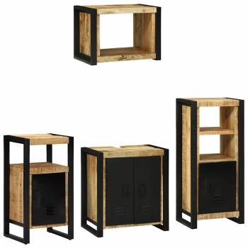 Badezimmermöbel Set mit Regal 4 pcs Braun Massives Mango-Holz