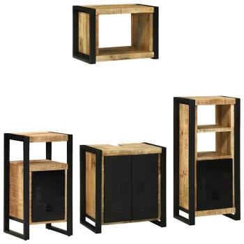 Badezimmermöbel Set mit Regal 4 pcs Braun Massives Mango-Holz