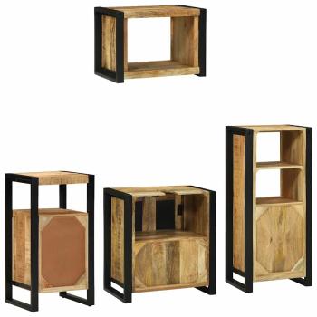 Badezimmermöbel Set mit Regal 4 pcs Braun Massives Mango-Holz