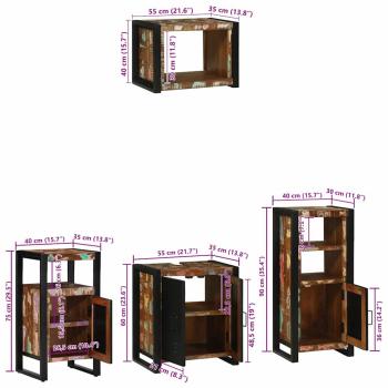 Badezimmermöbel Set 4 pcs Mehrfarbig Massives recyceltes Holz