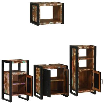 Badezimmermöbel Set 4 pcs Mehrfarbig Massives recyceltes Holz