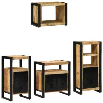 Badezimmermöbel Set mit Regal 4 pcs Braun Massives Mango-Holz