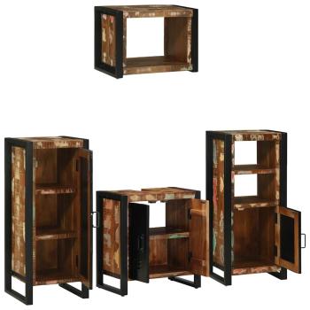 Badezimmermöbel Set 4 pcs Mehrfarbig Massives recyceltes Holz